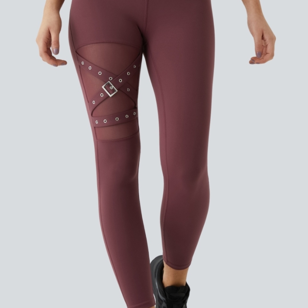 HALARA Burgundy Buckle Leggings